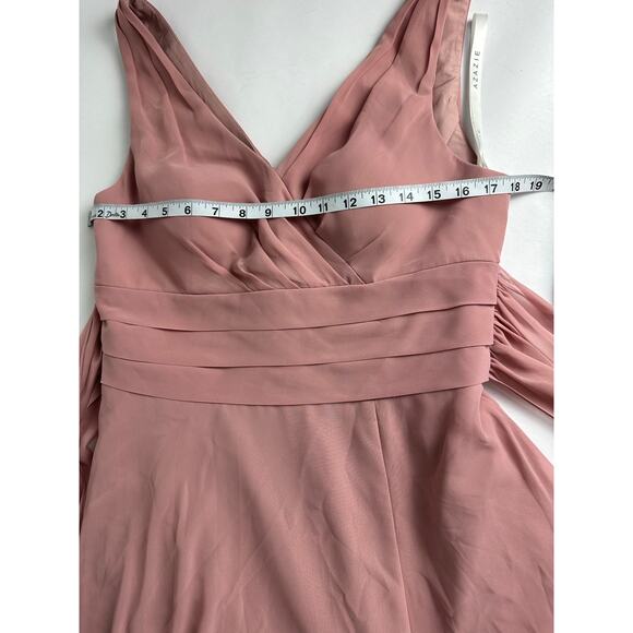 Azazie Size 10 A10 Dusty Rose Bianca A-Line Pleated Chiffon Gown Bridesmaid - Picture 11 of 14